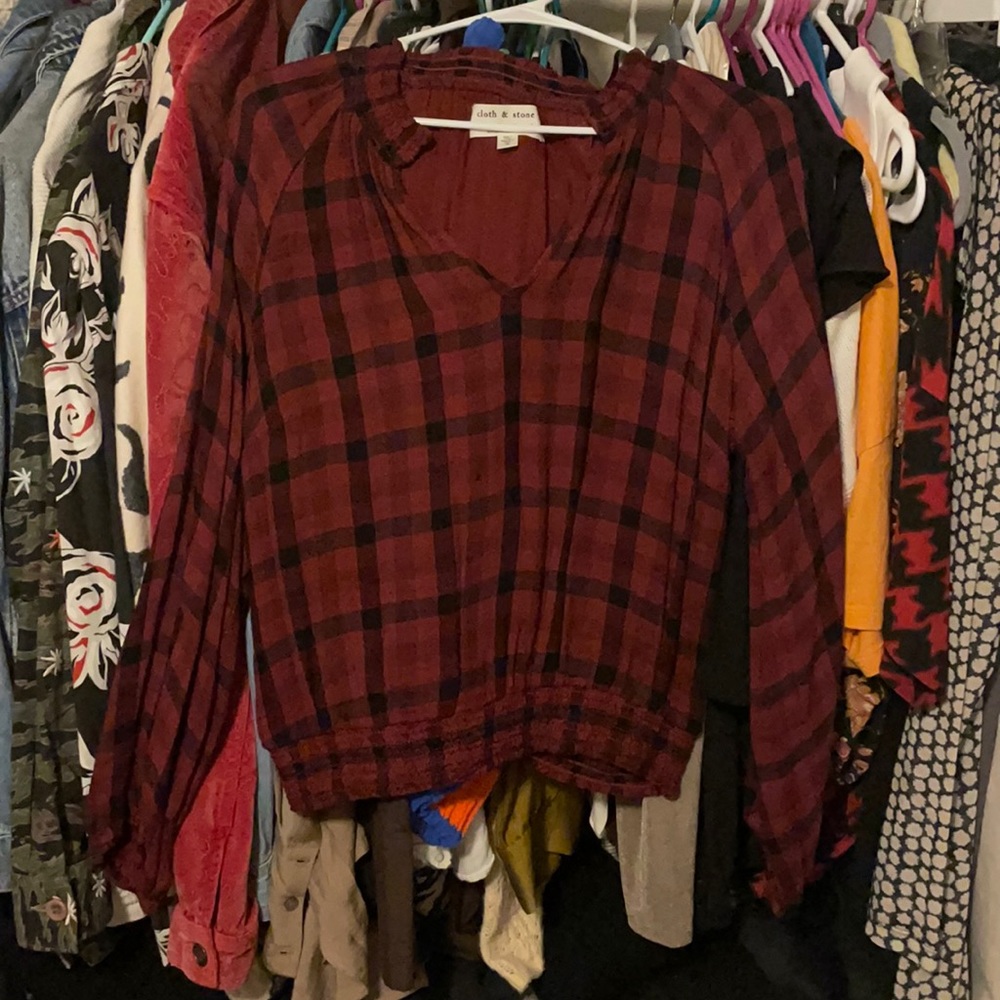 Red and black plaid shirt ANTHROPOLOGY